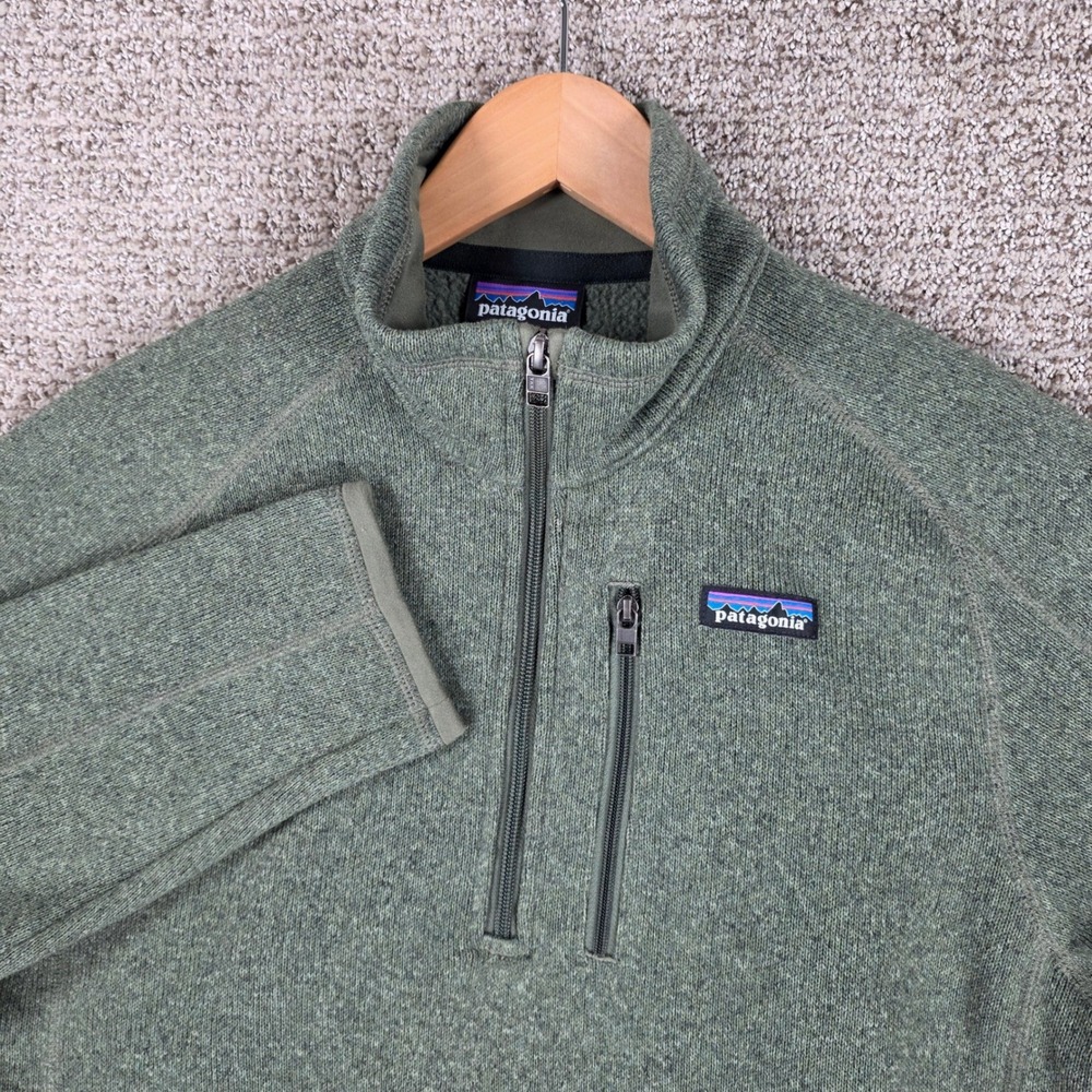 Patagonia Mens Better Sweater 1/4 Zip Fleece Pullover Green Small Heathered S